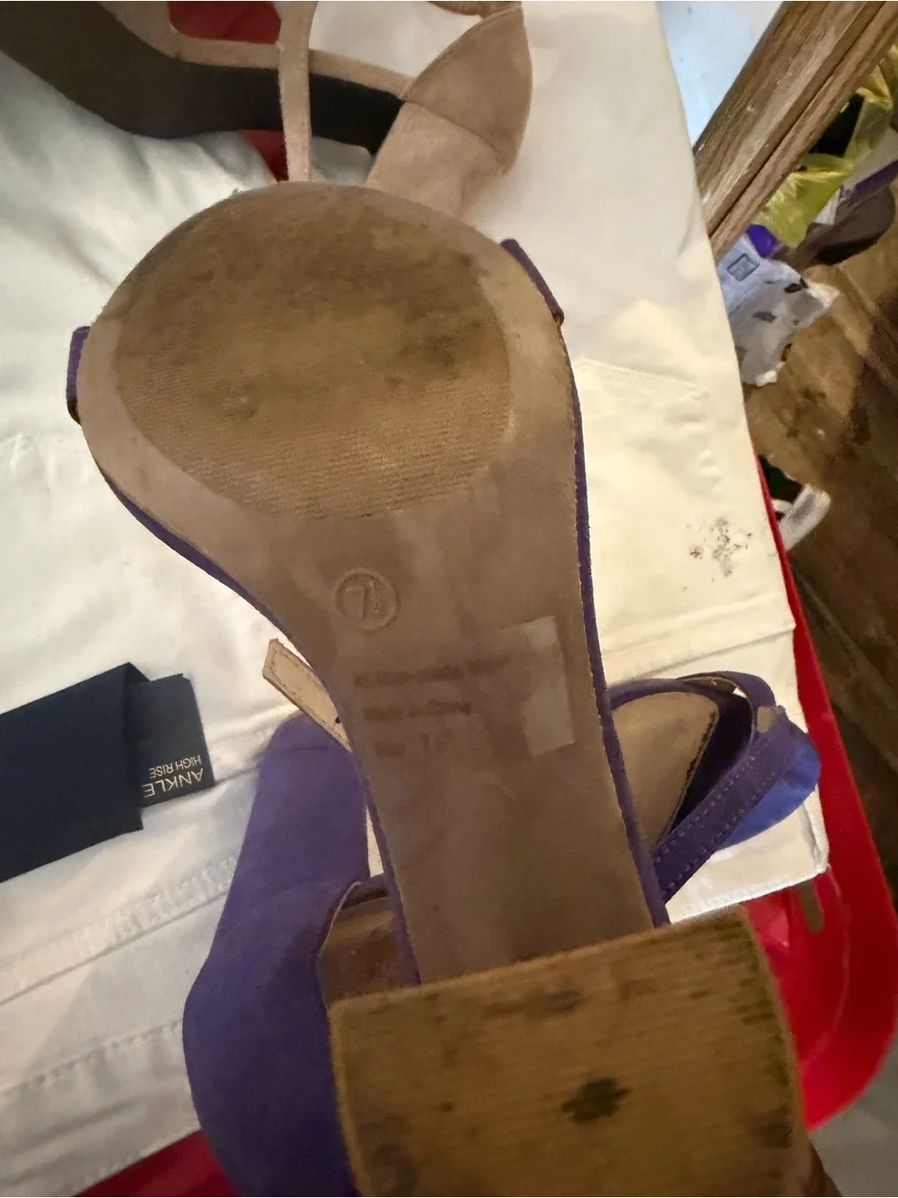 Wild Diva Purple Block Heel Sandals with Ankle Strap